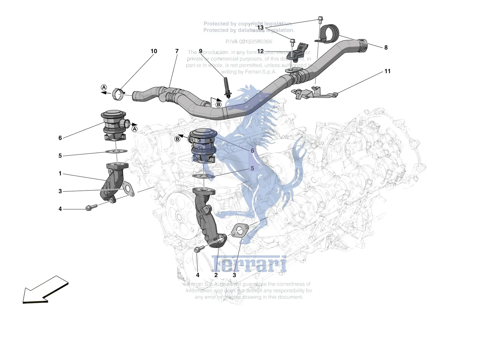 Ferrari SF90 Spider [ENGINE] - B.20 - EMISSIONS CONTROL SYSTEM PIPES AND VALVES exploded diagram
