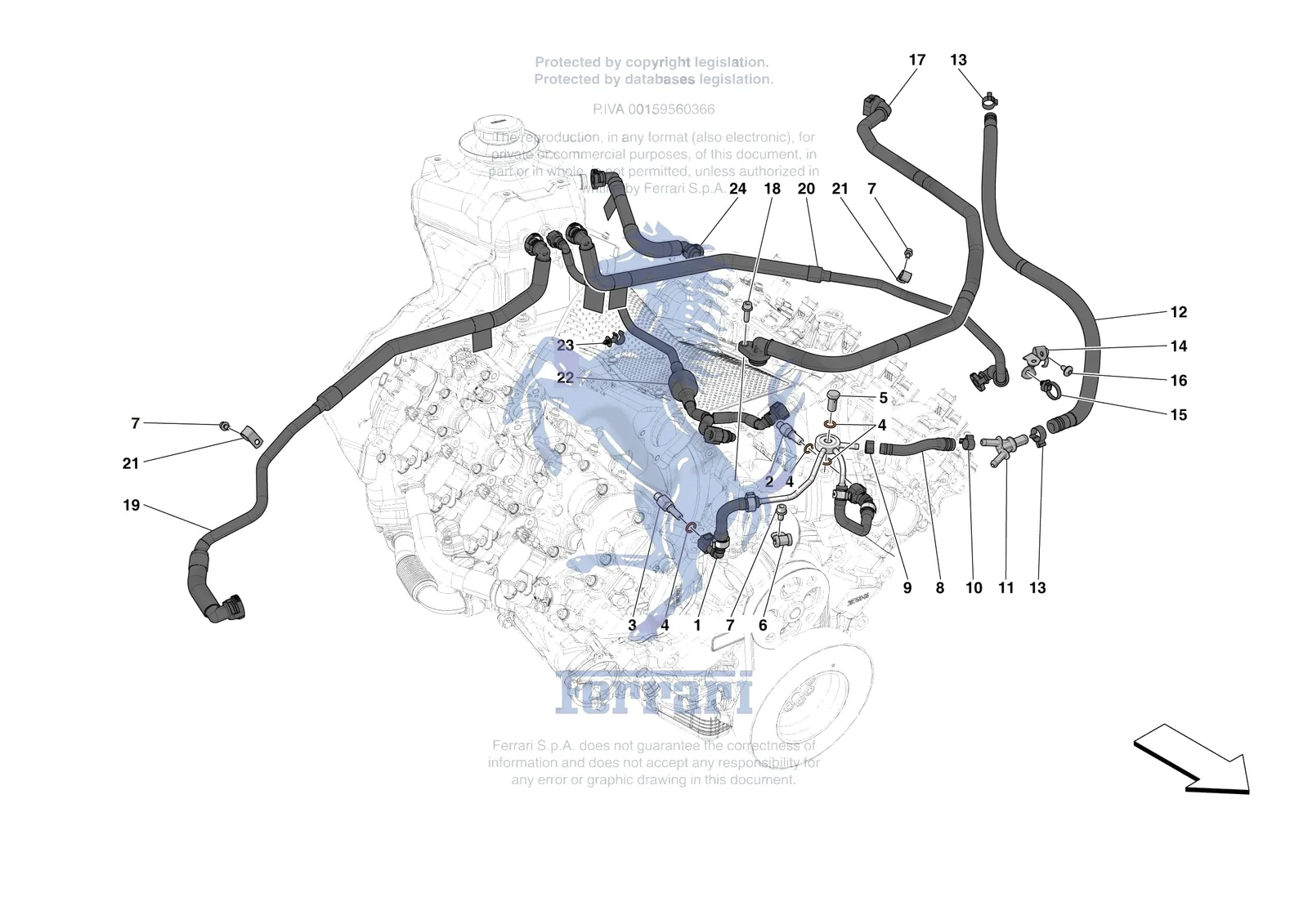 Ferrari SF90 Spider [ENGINE] - B.21 - VENTS exploded diagram