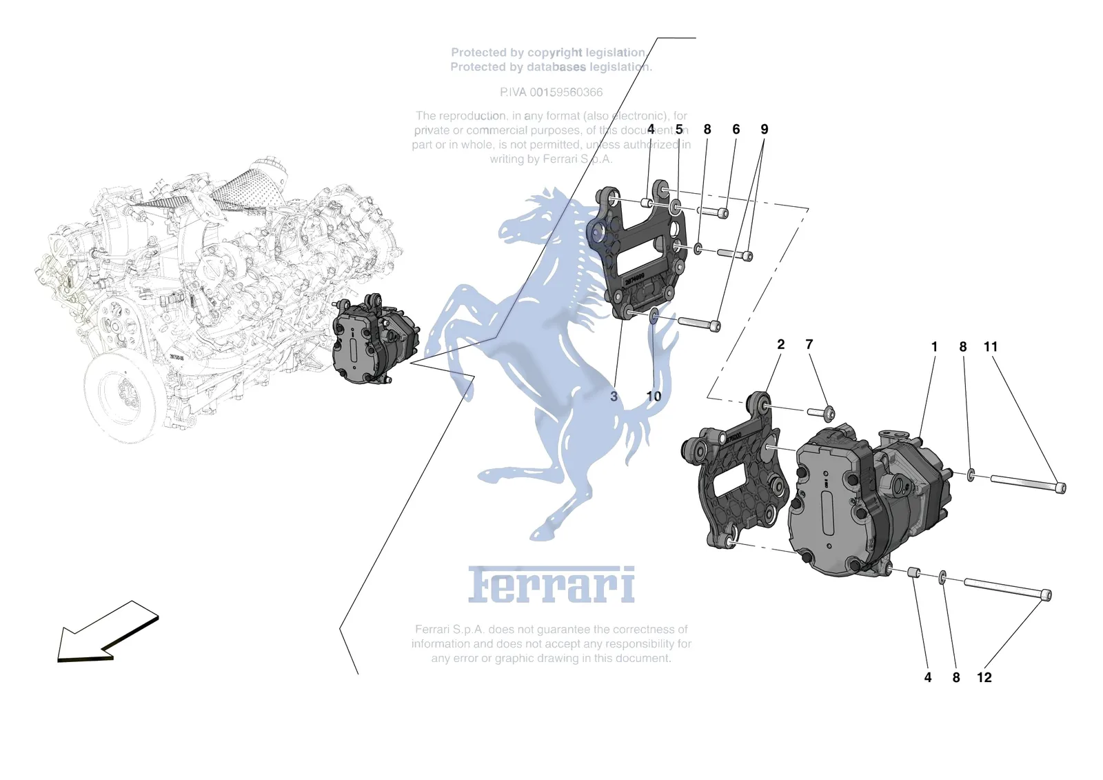 Ferrari SF90 Spider [ENGINE] - B.29 - AC COMPRESSOR exploded diagram