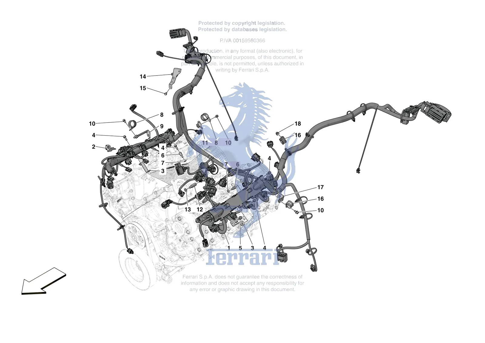 Ferrari SF90 Spider [ENGINE] - B.34 - ENGINE ELECTRICAL SYSTEM exploded diagram
