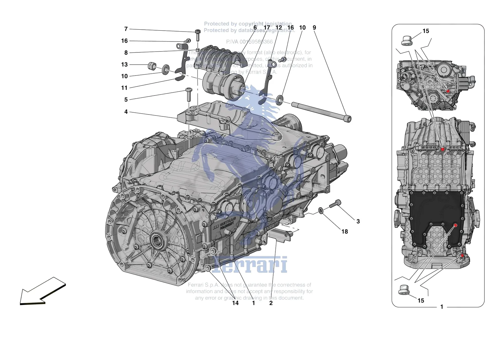 Ferrari SF90 Spider [GEARBOX] - C.01.01 - GEARBOX AND FASTENERS exploded diagram