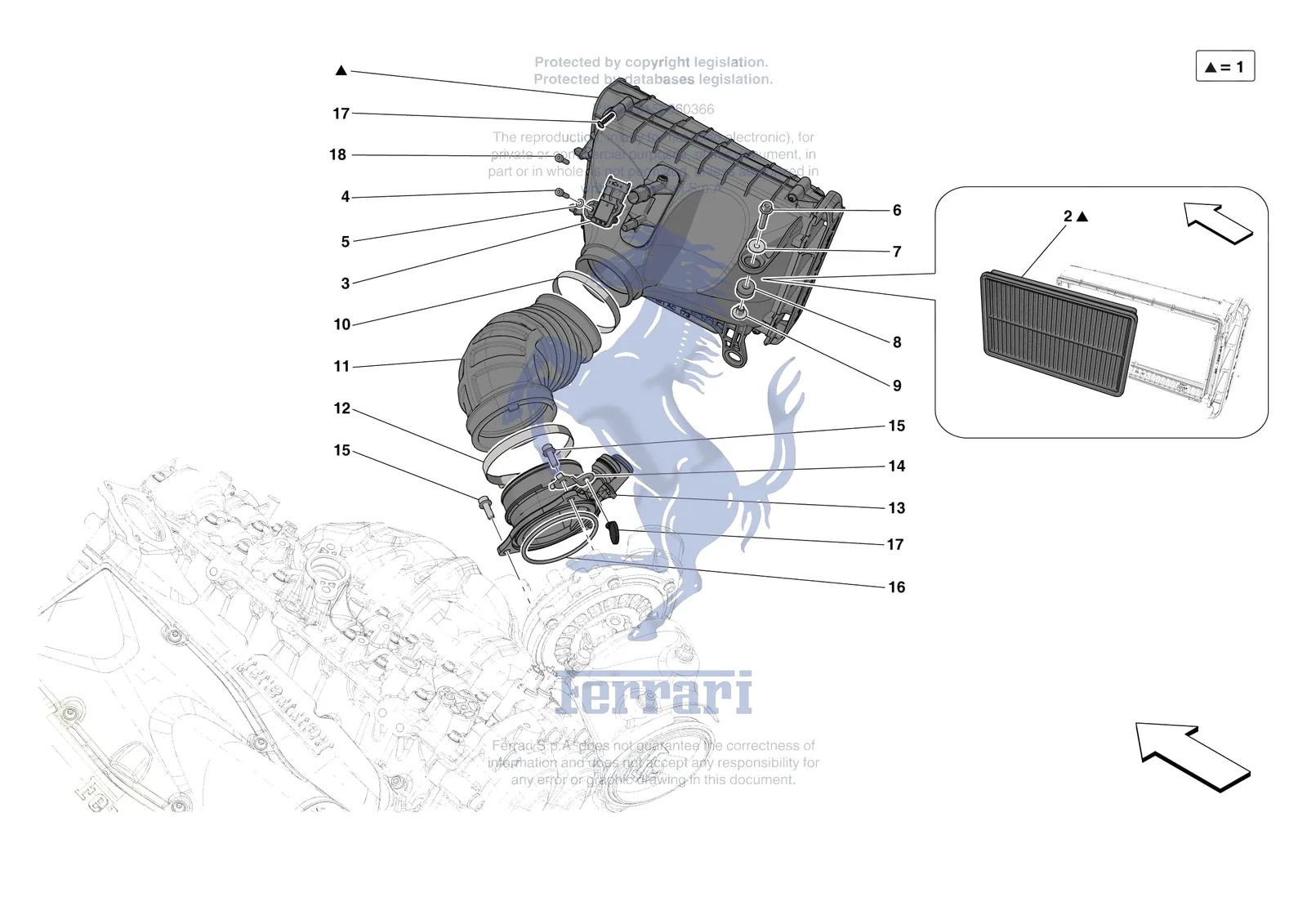 Ferrari SF90 Spider [MECHANICAL SYSTEM] - D.04.01 - AIR FILTER AIR INTAKE AND DUCTS exploded diagram