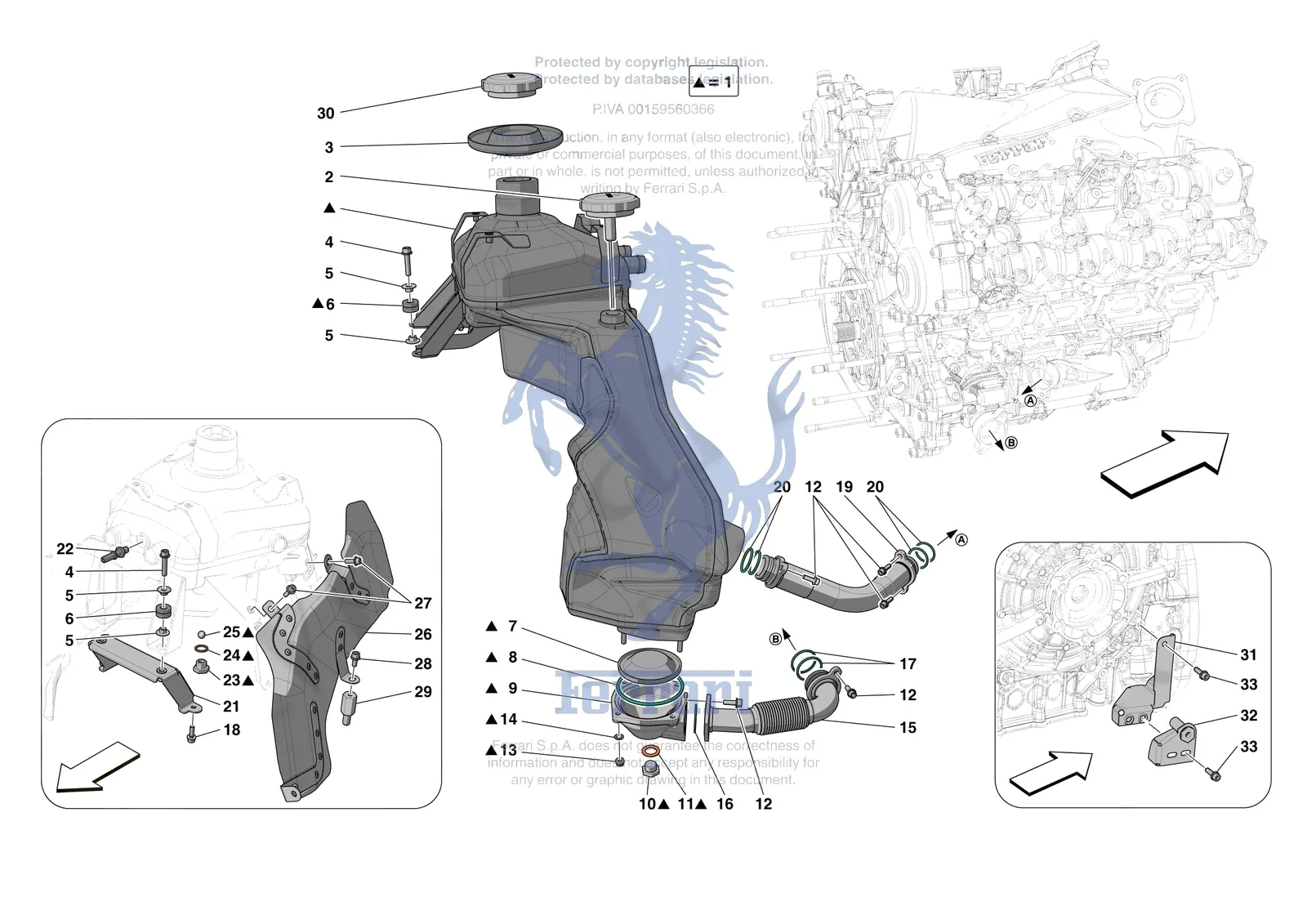 Ferrari SF90 Spider [MECHANICAL SYSTEM] - D.09 - ENGINE OIL RADIATOR AND TANK exploded diagram