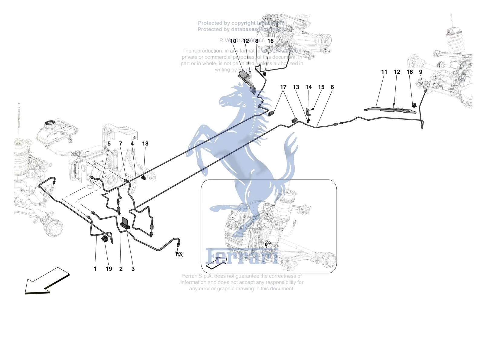 Ferrari SF90 Spider [MECHANICAL SYSTEM] - D.23.01 - HYDRAULIC BRAKE CONTROL PIPES -Not for RHD- exploded diagram