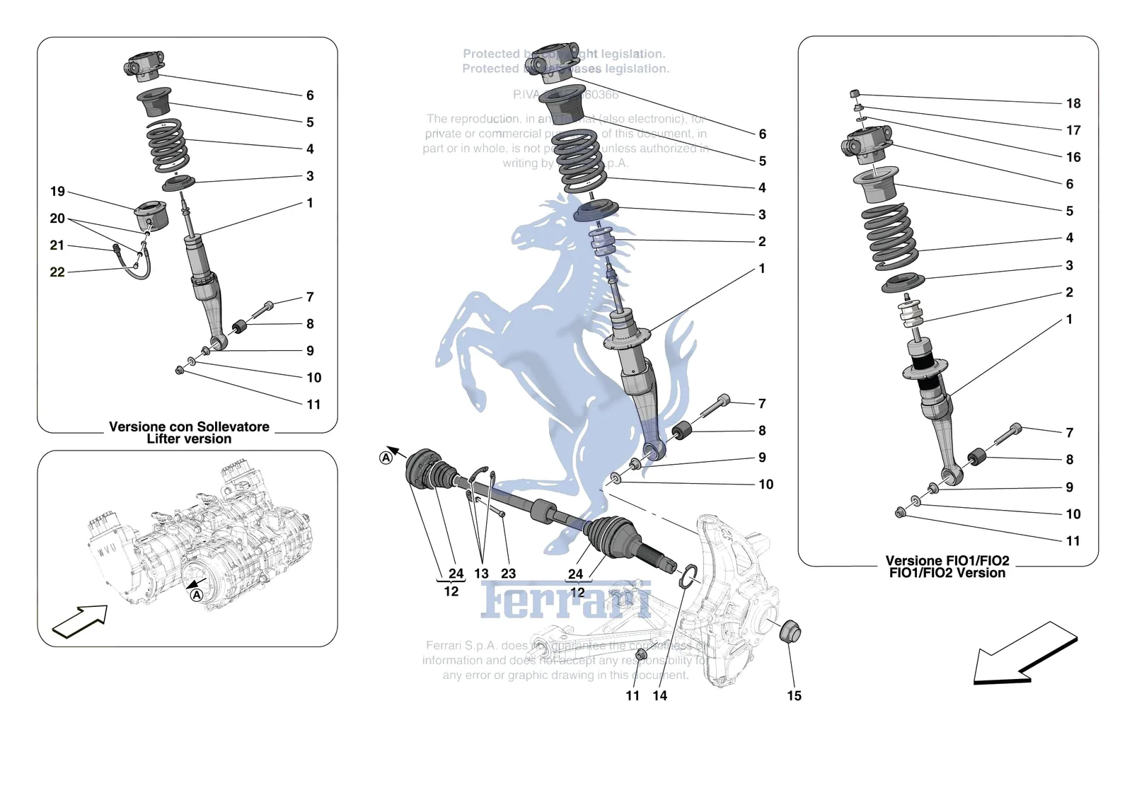 Ferrari SF90 Spider [MECHANICAL SYSTEM] - D.25.01 - FRONT SUSPENSION - SHOCK ABSORBERS exploded diagram