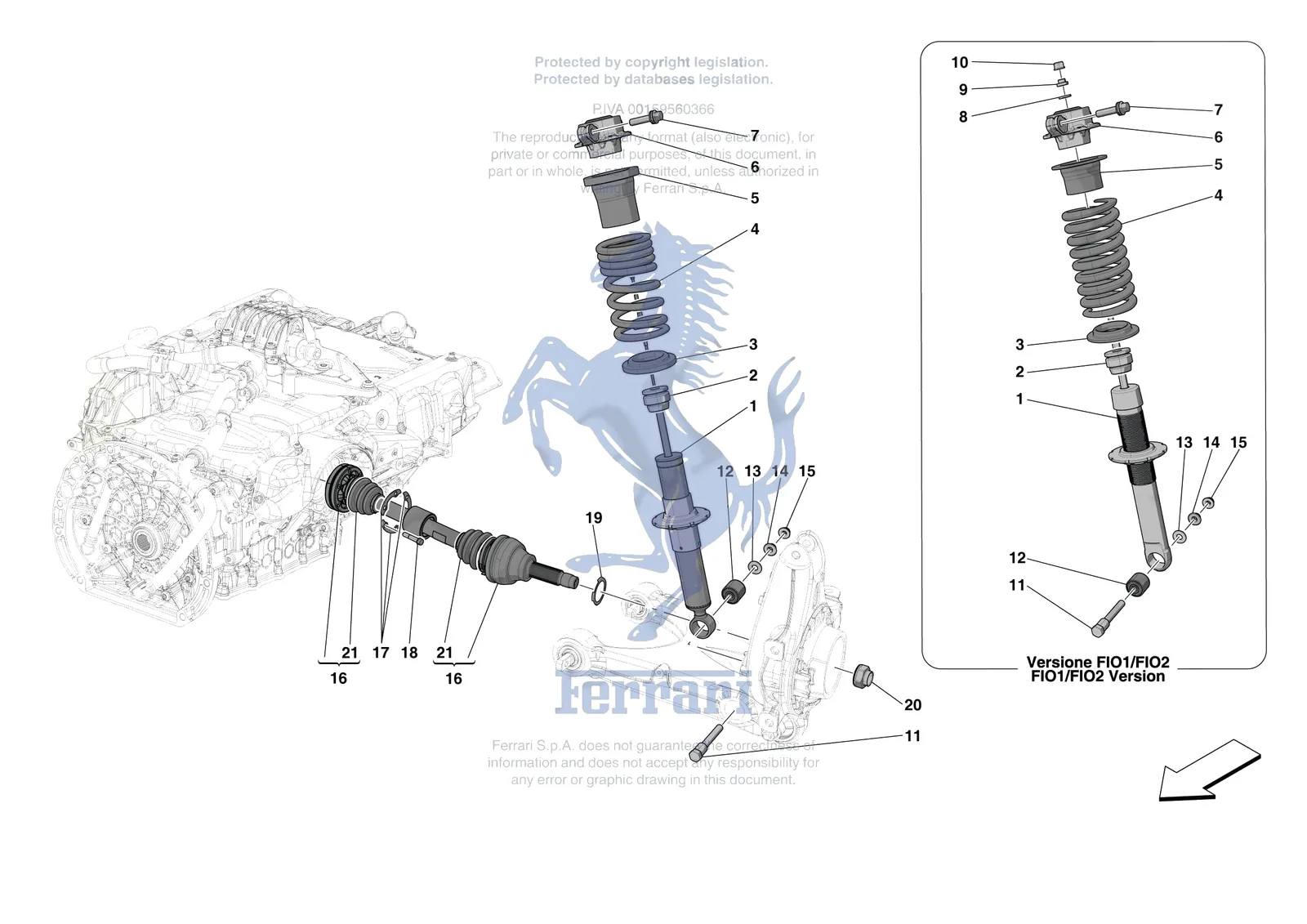 Ferrari SF90 Spider [MECHANICAL SYSTEM] - D.27.01 - REAR SUSPENSION - SHOCK ABSORBERS exploded diagram
