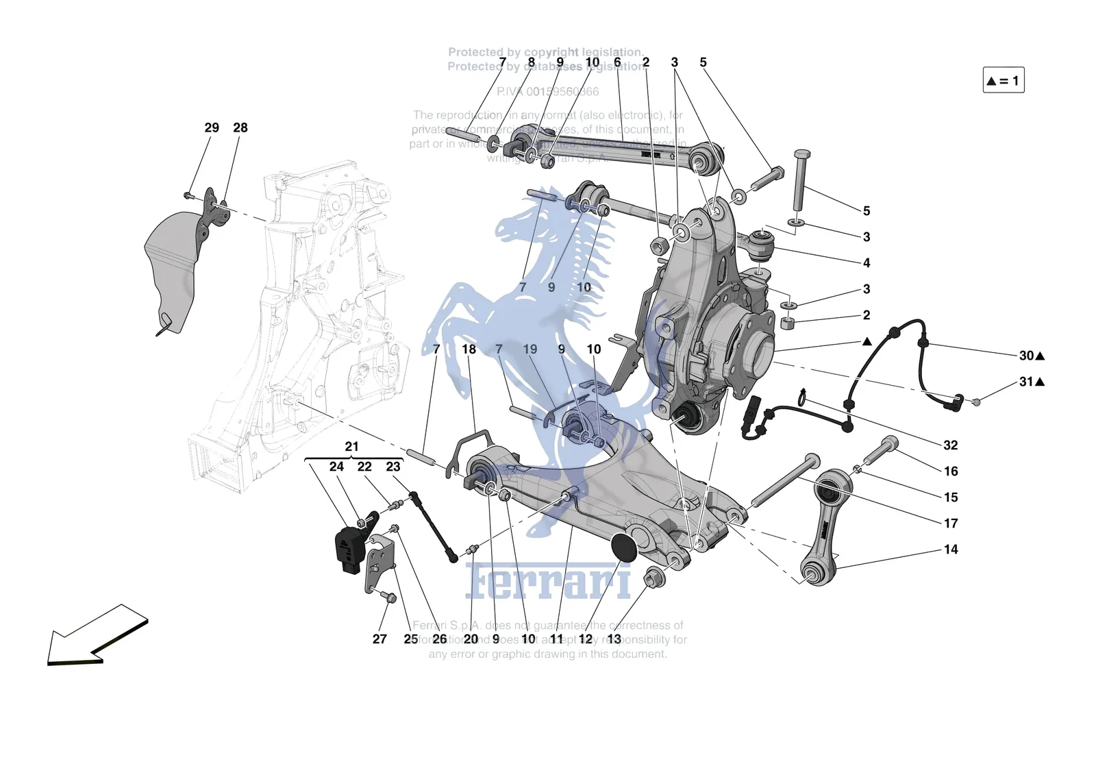 Ferrari SF90 Spider [MECHANICAL SYSTEM] - D.27.02 - REAR SUSPENSION - ARMS exploded diagram