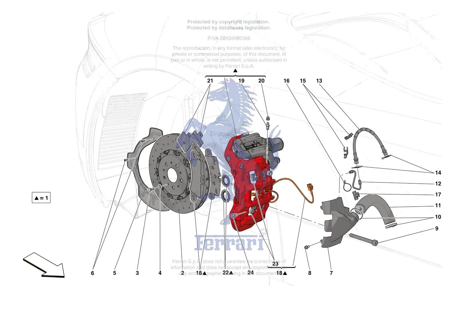 Ferrari SF90 Spider [MECHANICAL SYSTEM] - D.27.03 - REAR SUSPENSION - CALIPERS AND DISCS exploded diagram