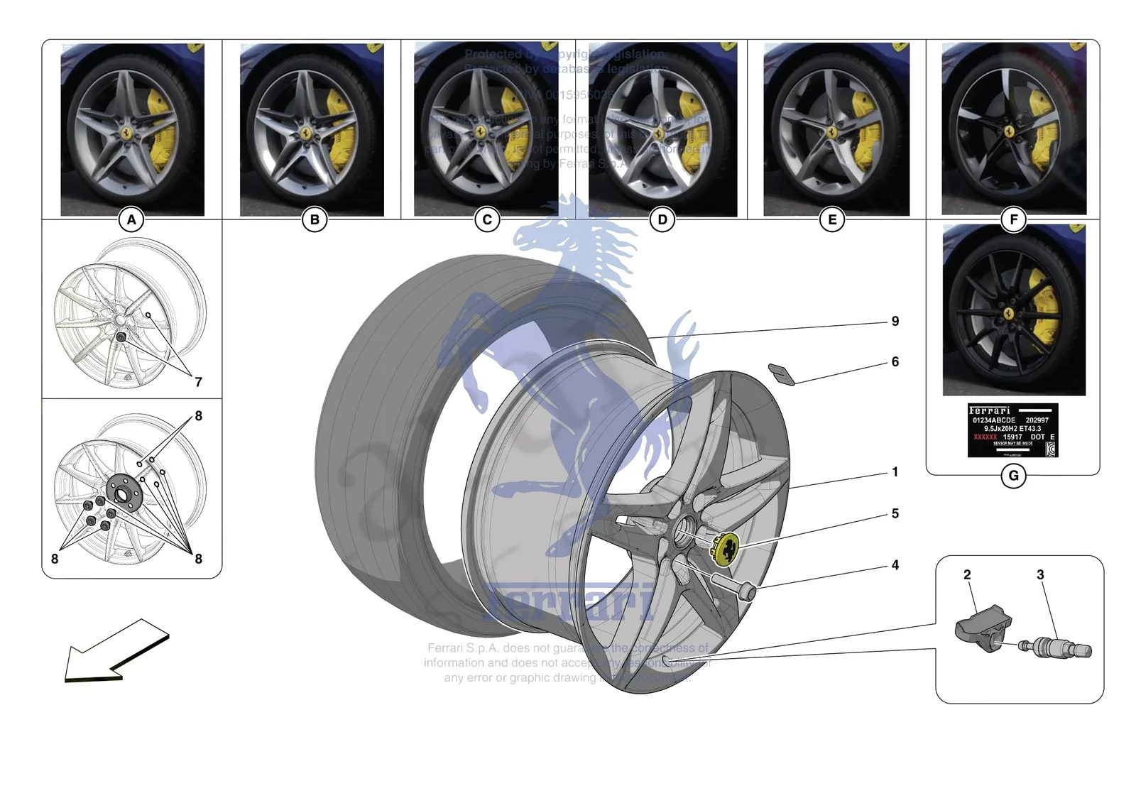 Ferrari SF90 Spider [MECHANICAL SYSTEM] - D.29 - COMPLETE WHEELS exploded diagram
