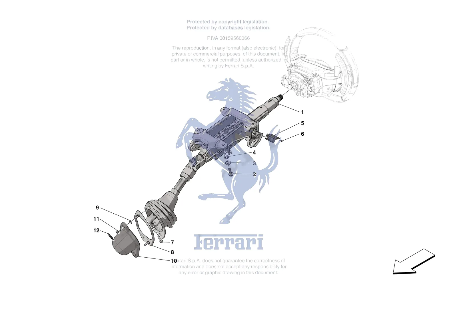 Ferrari SF90 Spider [MECHANICAL SYSTEM] - D.30.01 - STEERING WHEEL AND STEERING SYSTEM - STEERING COLUMN exploded diagram