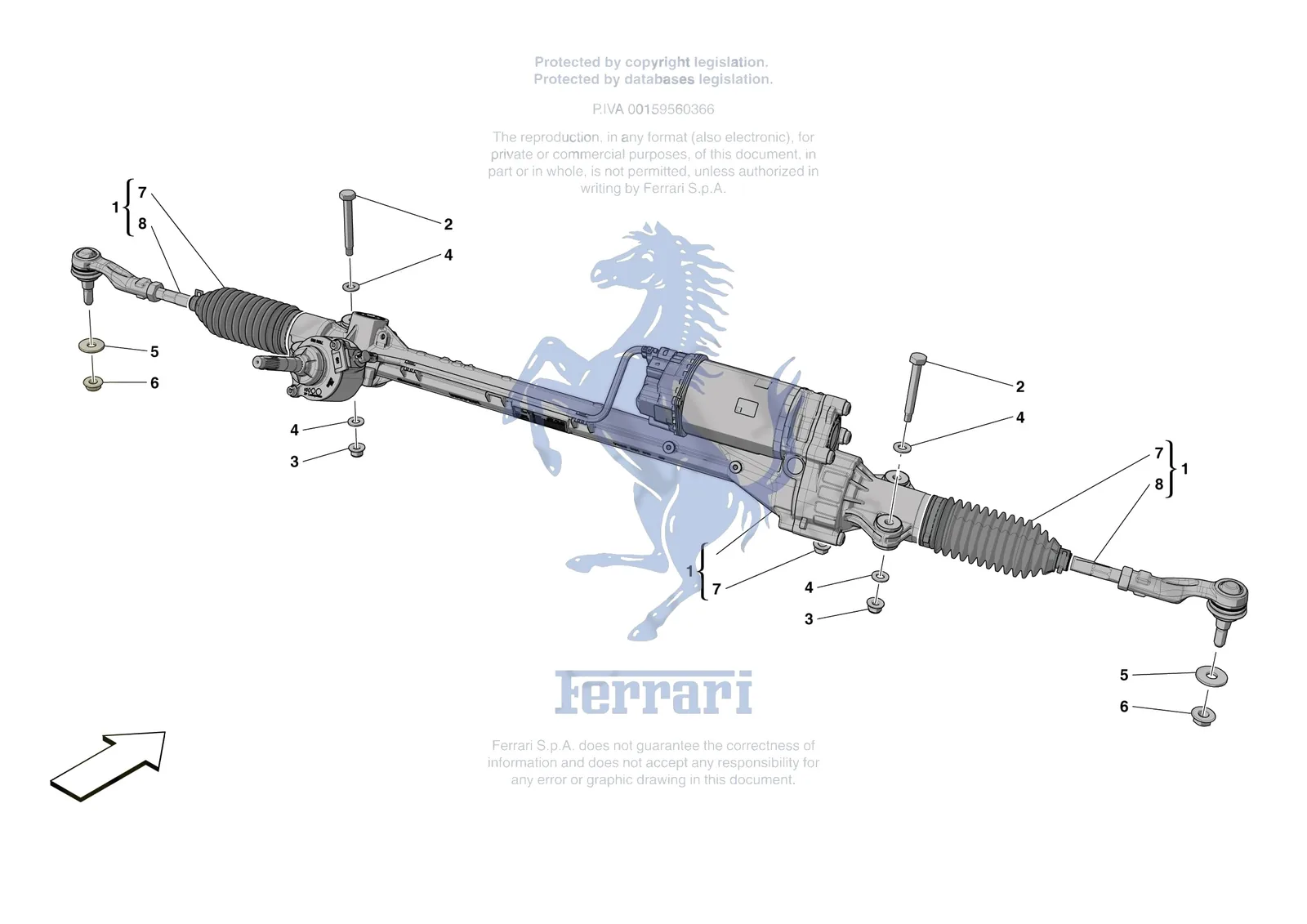 Ferrari SF90 Spider [MECHANICAL SYSTEM] - D.31 - STEERING BOX exploded diagram