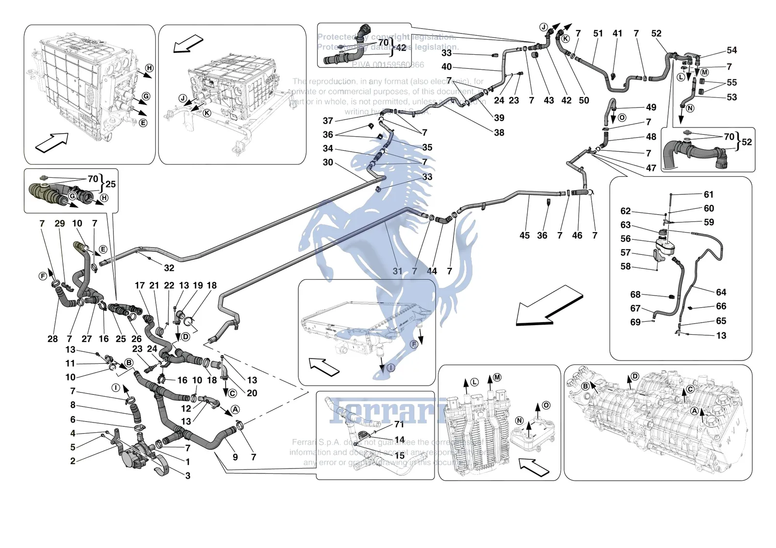 Ferrari SF90 Spider [MECHANICAL SYSTEM] - D.35 - INVERTER COOLING exploded diagram