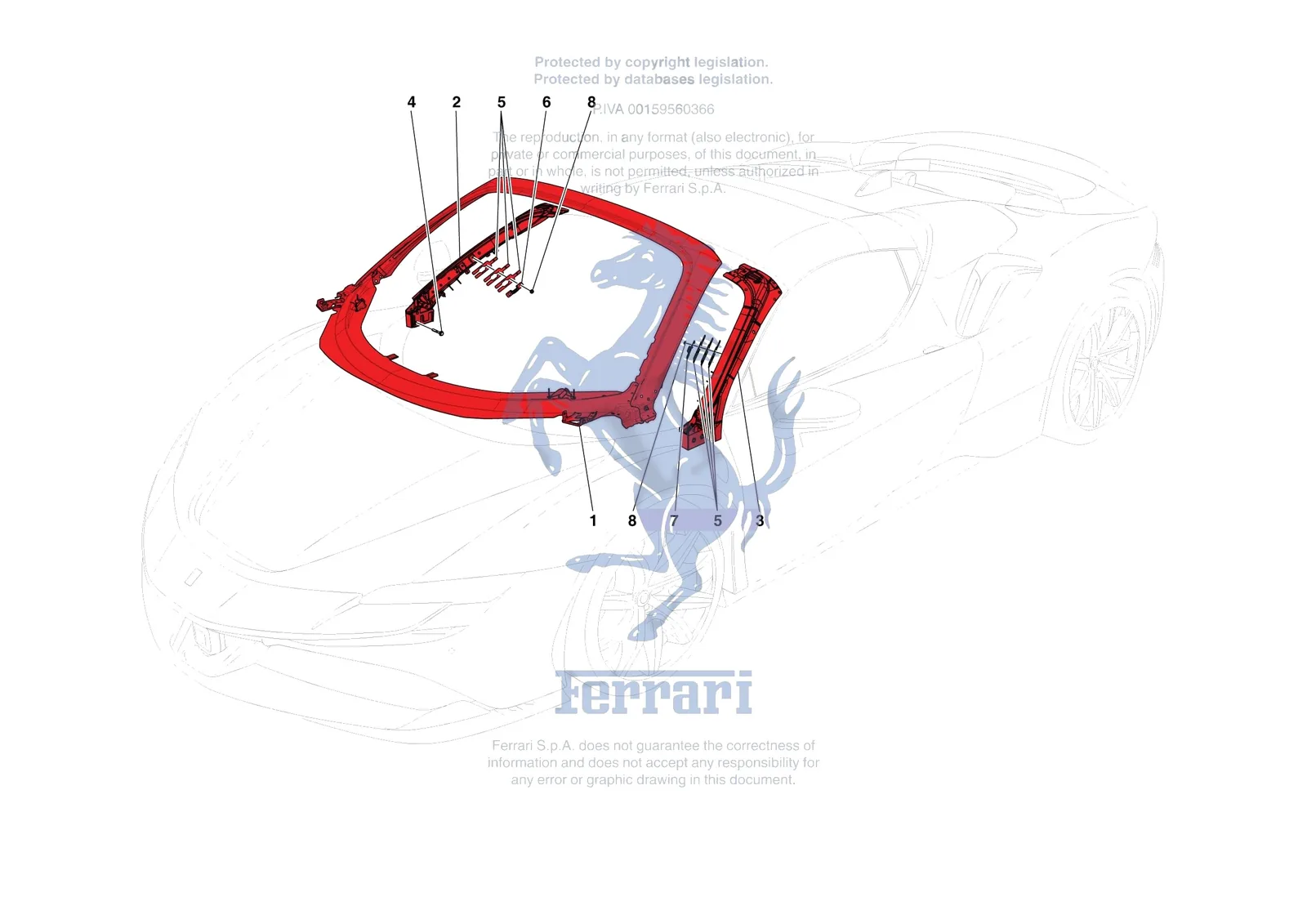 Ferrari SF90 Spider [VEHICLE TRIM] - E.03 - ROOF PANEL exploded diagram