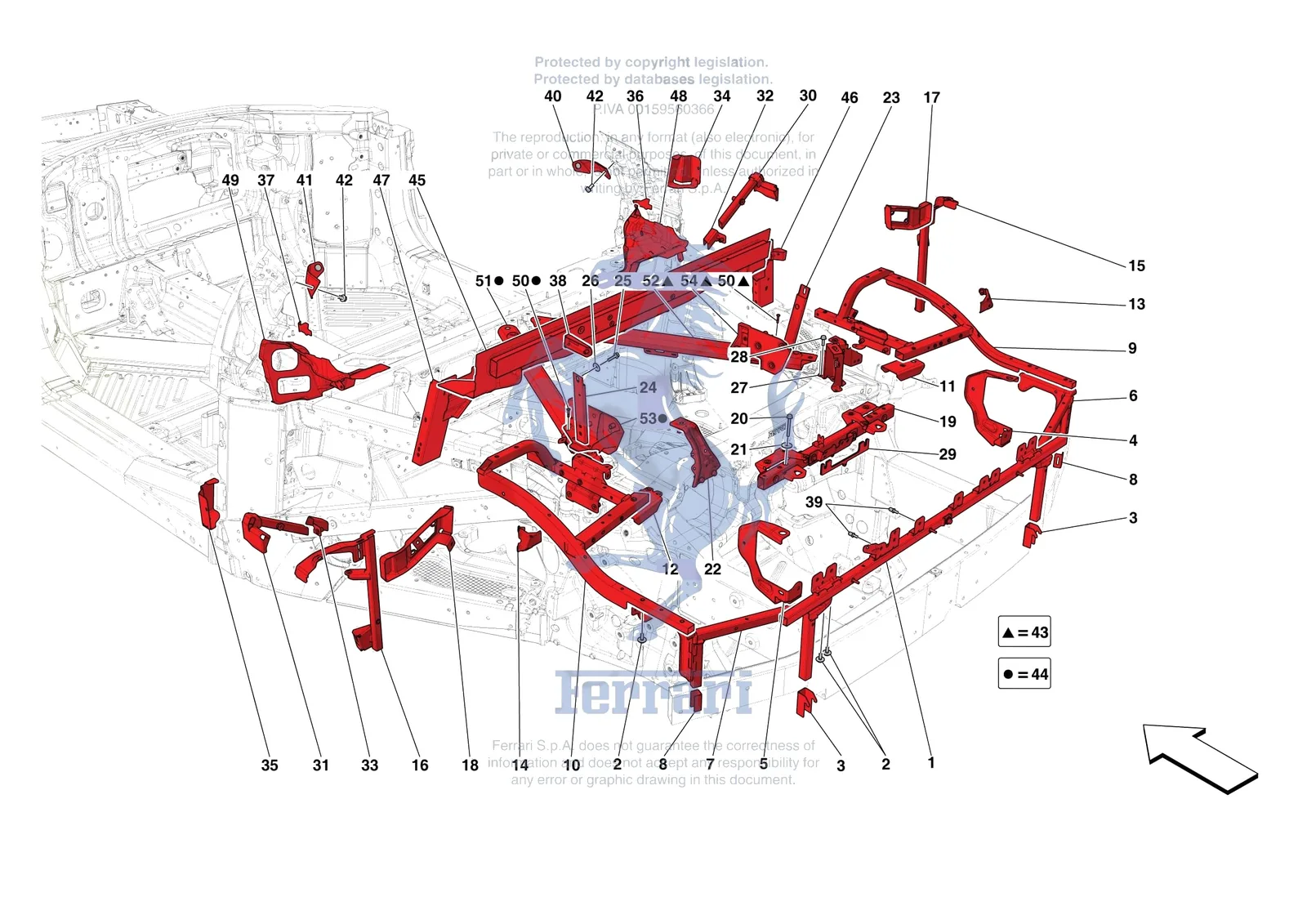 Ferrari SF90 Spider [VEHICLE TRIM] - E.07 - REAR SUBSTRUCTURE exploded diagram
