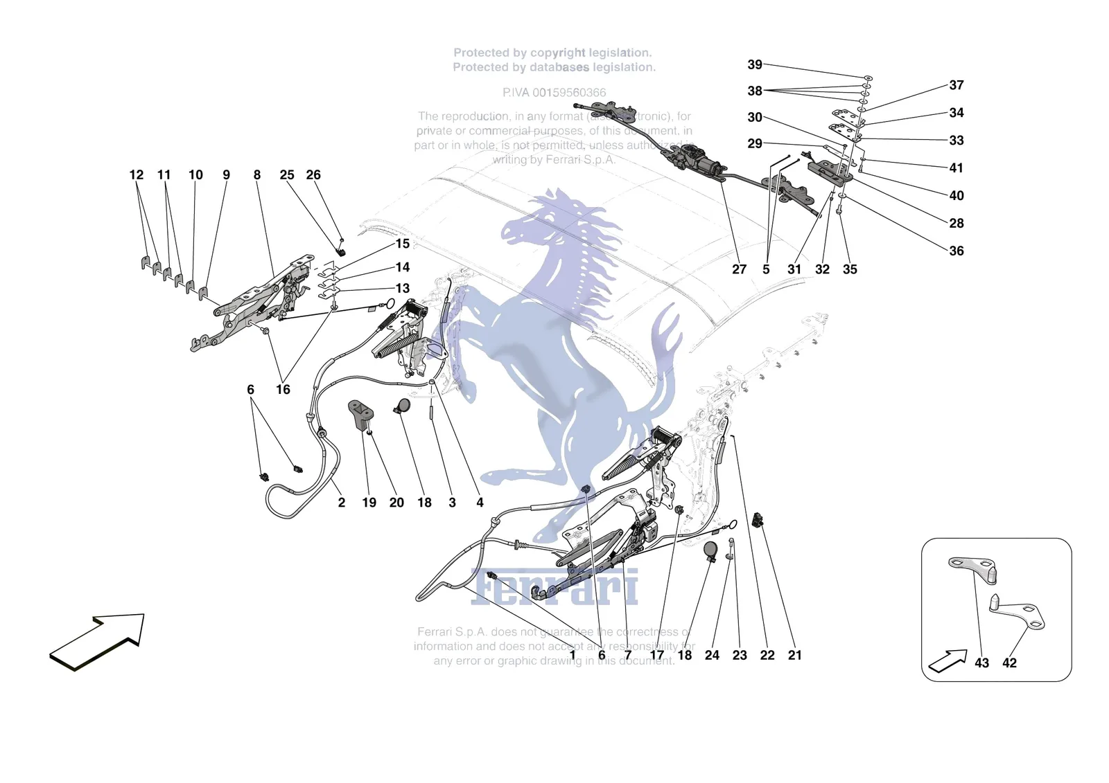 Ferrari SF90 Spider [VEHICLE TRIM] - E.13.02 - ROOF - KINEMATICS exploded diagram