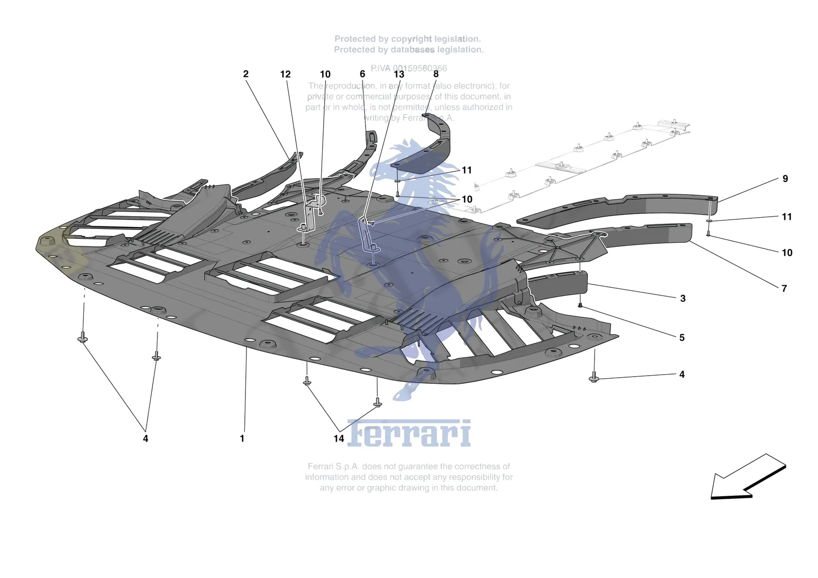 Ferrari SF90 Spider [VEHICLE TRIM] - E.14 - FRONT SHIELDS exploded diagram