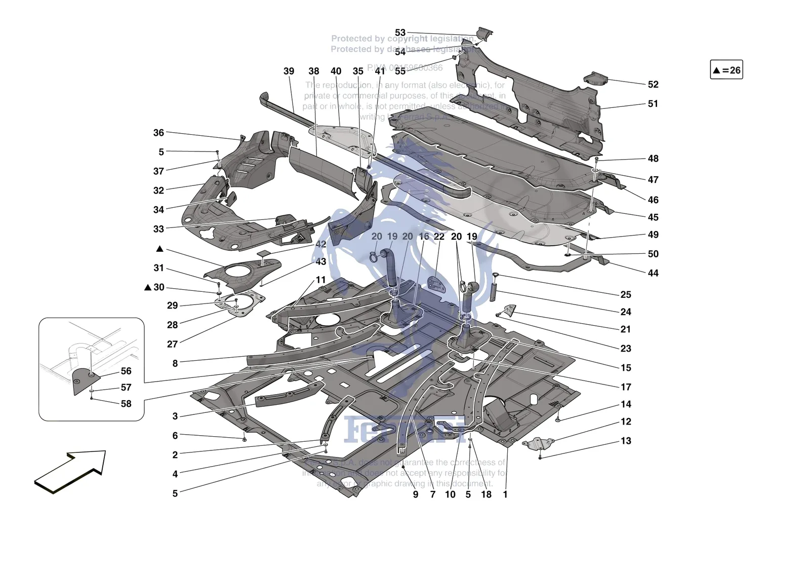 Ferrari SF90 Spider [VEHICLE TRIM] - E.16 - REAR SHIELDS exploded diagram