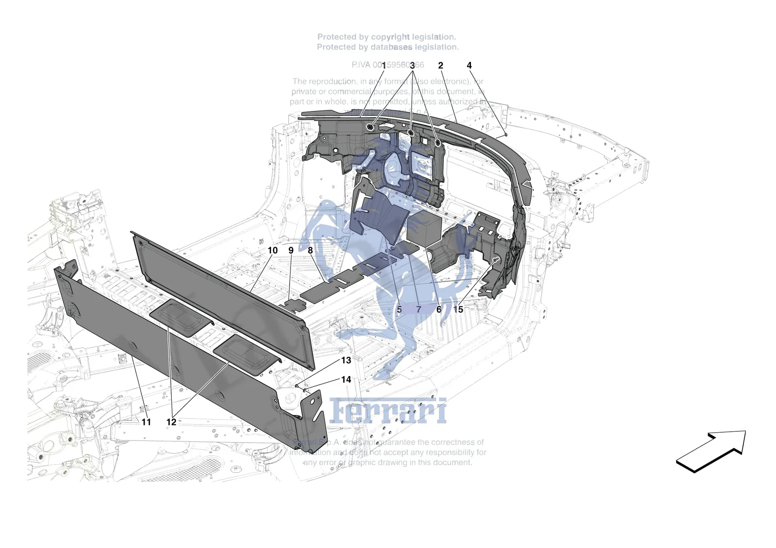Ferrari SF90 Spider [VEHICLE TRIM] - E.19 - INTERNAL CABIN INSULATION exploded diagram