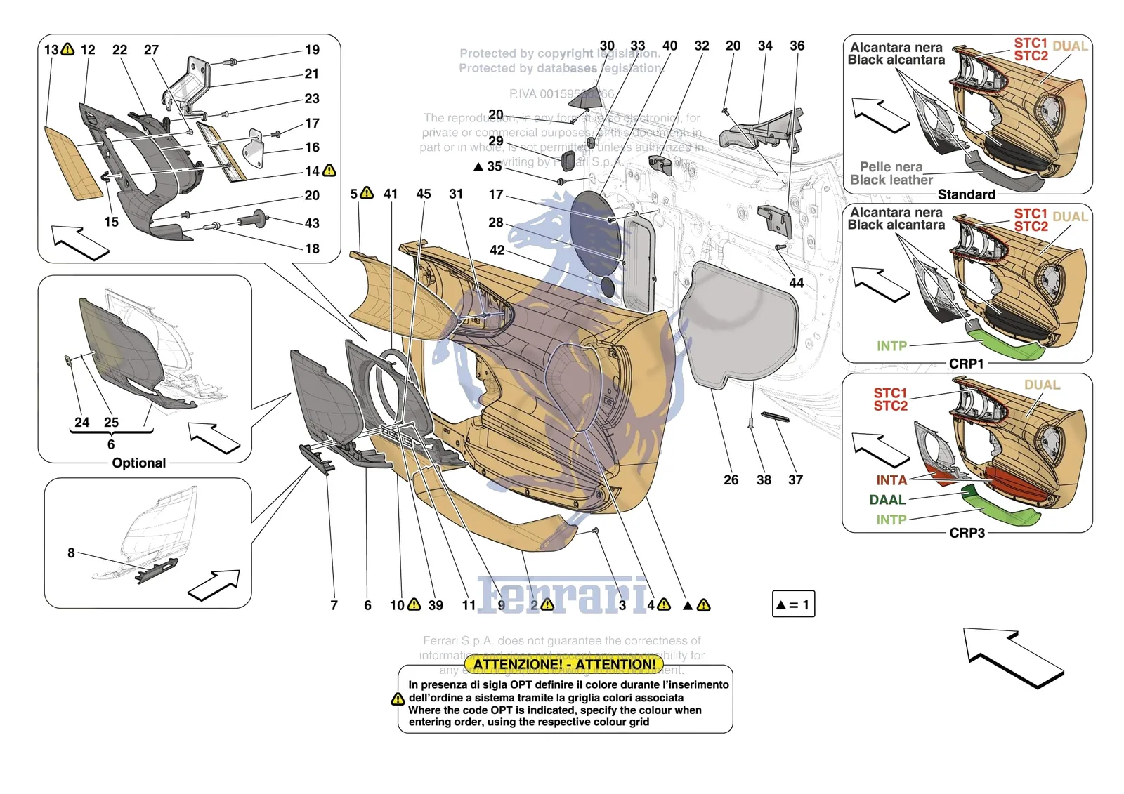 Ferrari SF90 Spider [VEHICLE TRIM] - E.29.01 - DOORS - TRIM exploded diagram