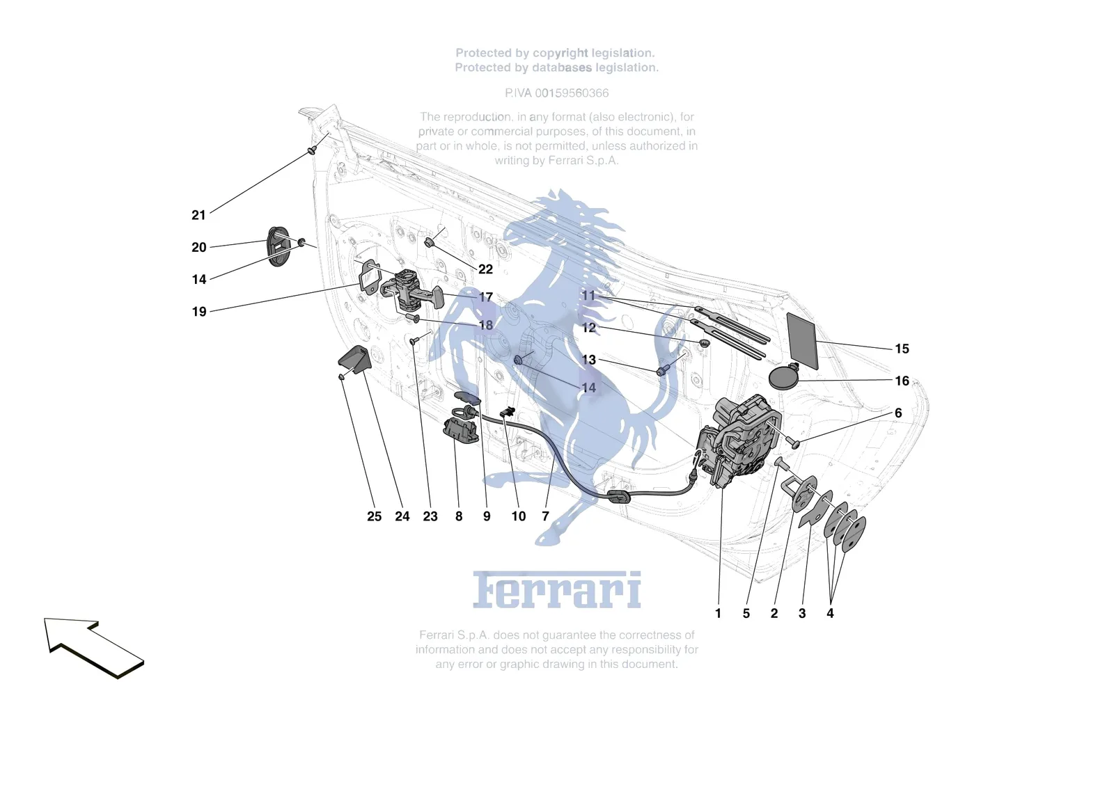 Ferrari SF90 Spider [VEHICLE TRIM] - E.29.02 - DOORS - OPENING MECHANISMS AND HINGES exploded diagram