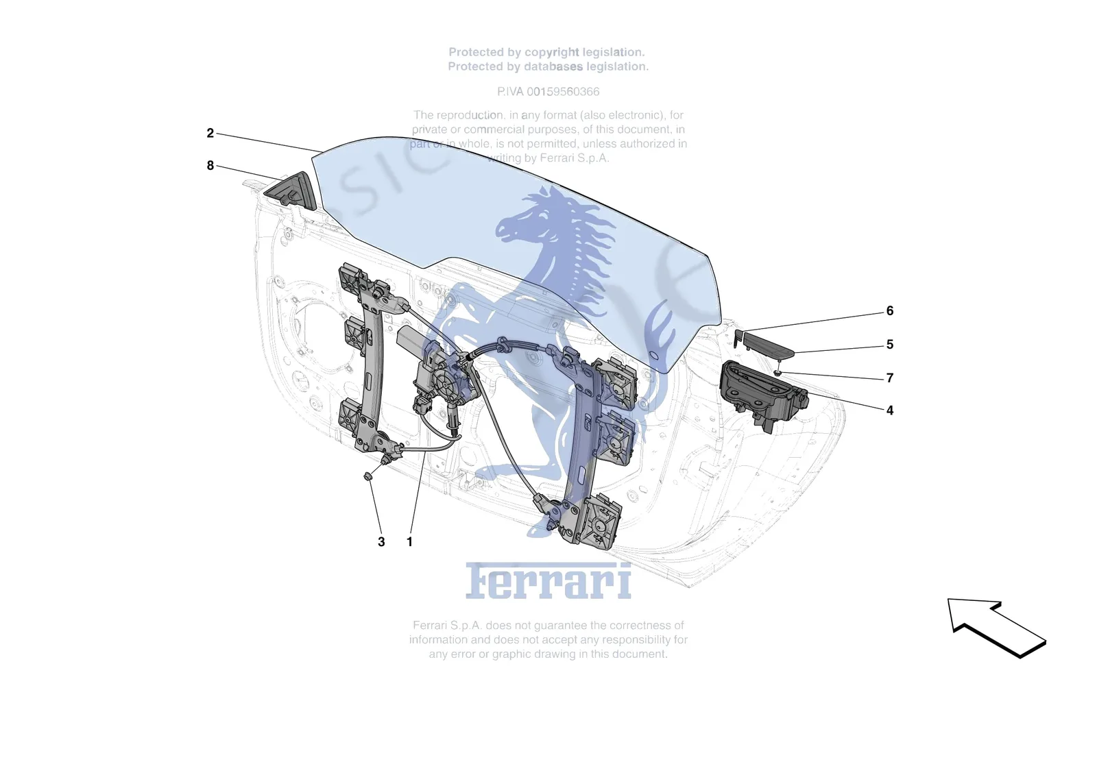 Ferrari SF90 Spider [VEHICLE TRIM] - E.29.03 - DOORS - WINDOW AND WINDOW LIFTER exploded diagram