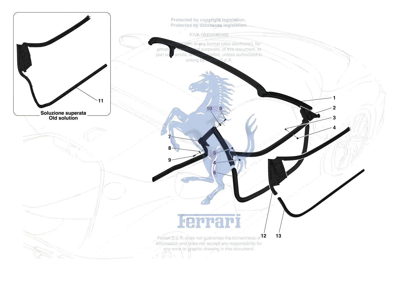 Ferrari SF90 Spider [VEHICLE TRIM] - E.32 - DOOR SEALS exploded diagram