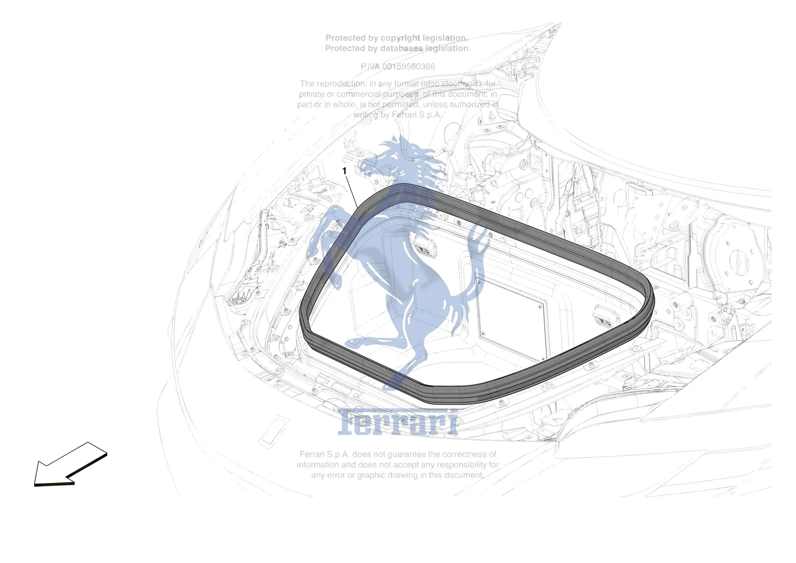 Ferrari SF90 Spider [VEHICLE TRIM] - E.35 - FRONT LID SEALS exploded diagram