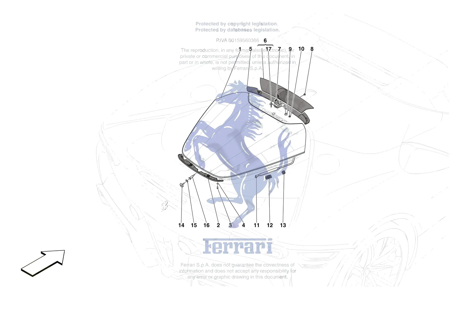 Ferrari SF90 Spider [VEHICLE TRIM] - E.36 - REAR LID TRIM exploded diagram
