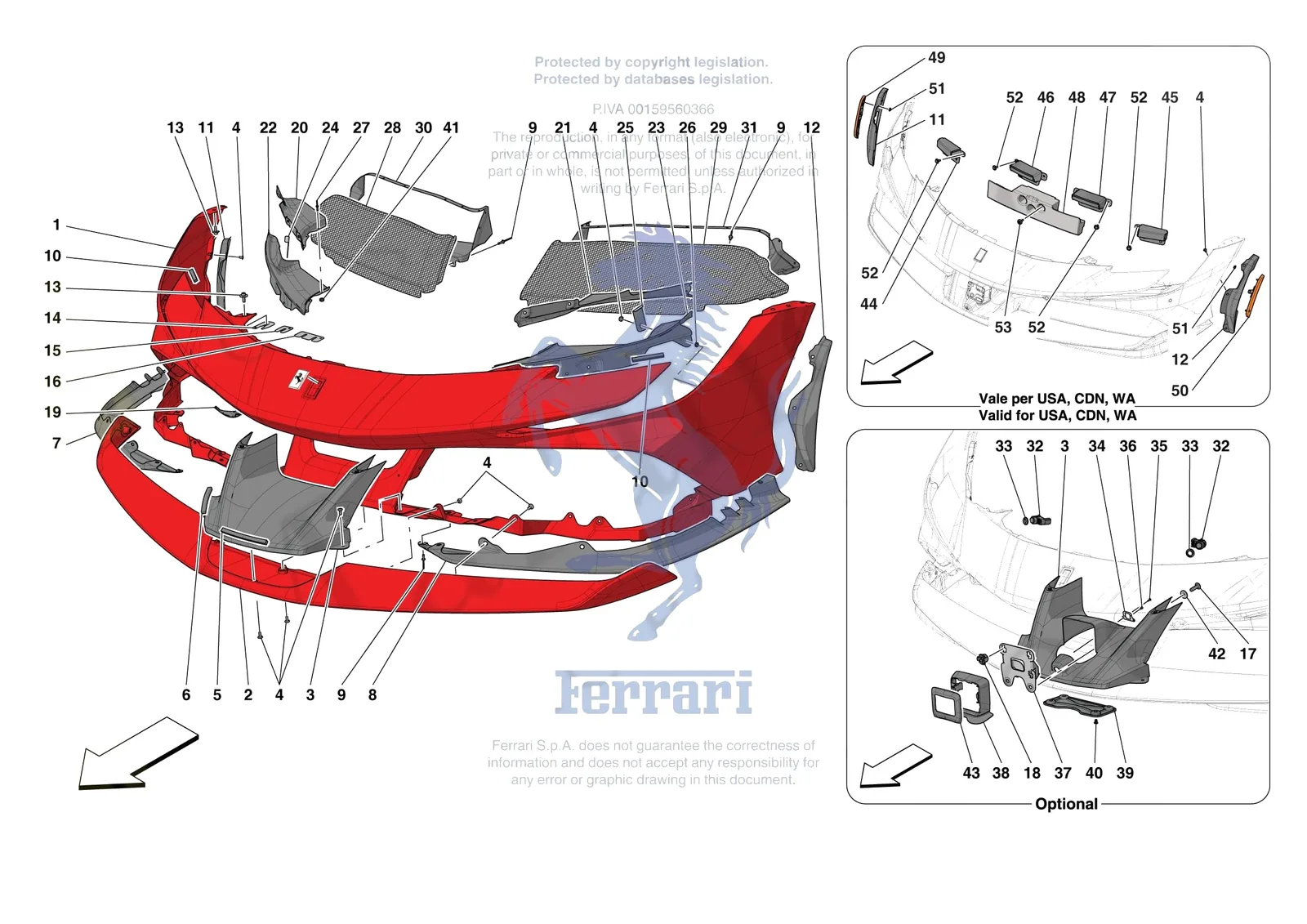 Ferrari SF90 Spider [VEHICLE TRIM] - E.40 - FRONT BUMPER exploded diagram