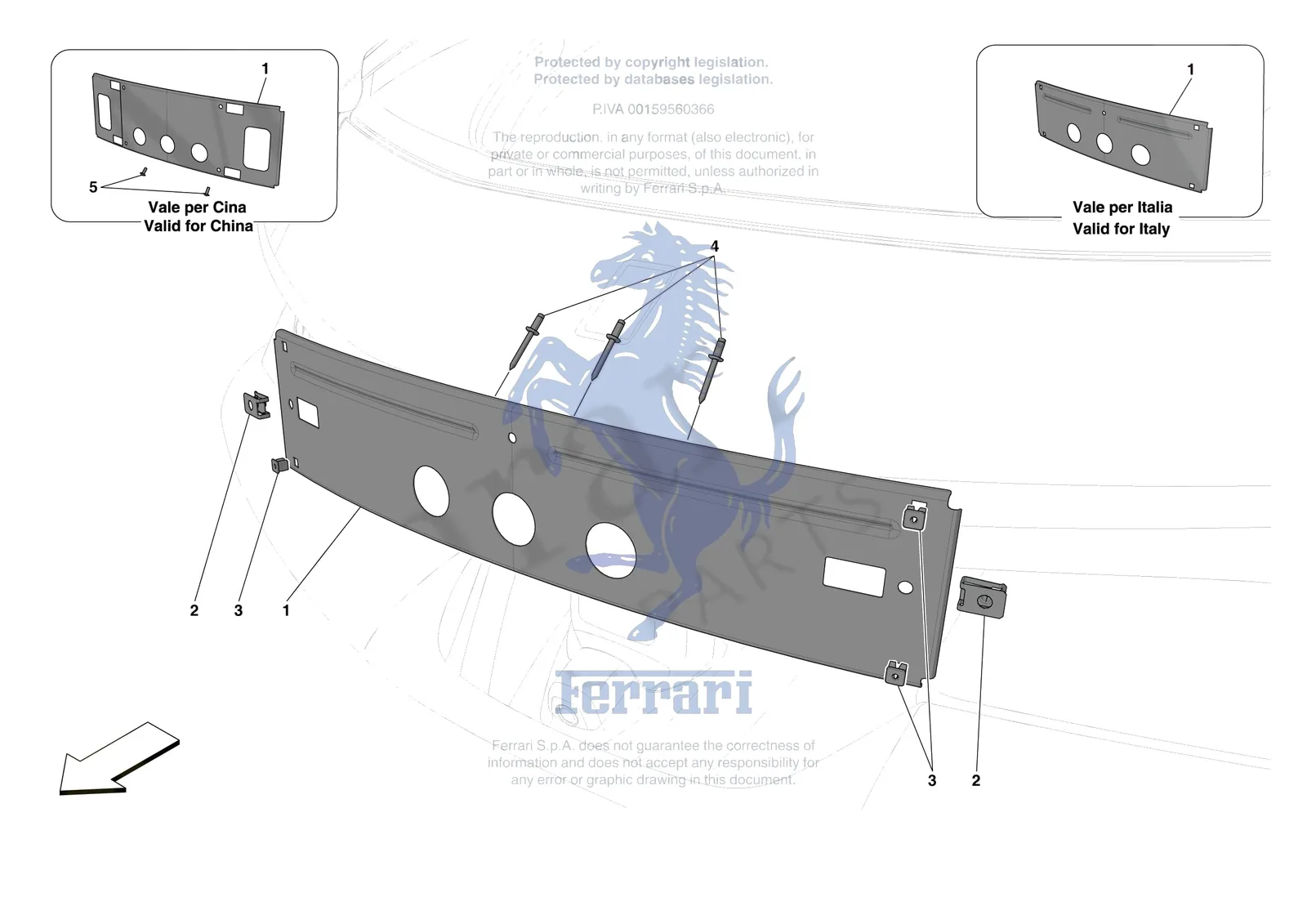 Ferrari SF90 Spider [VEHICLE TRIM] - E.41 - INSTALLING FRONT LICENCE PLATE exploded diagram