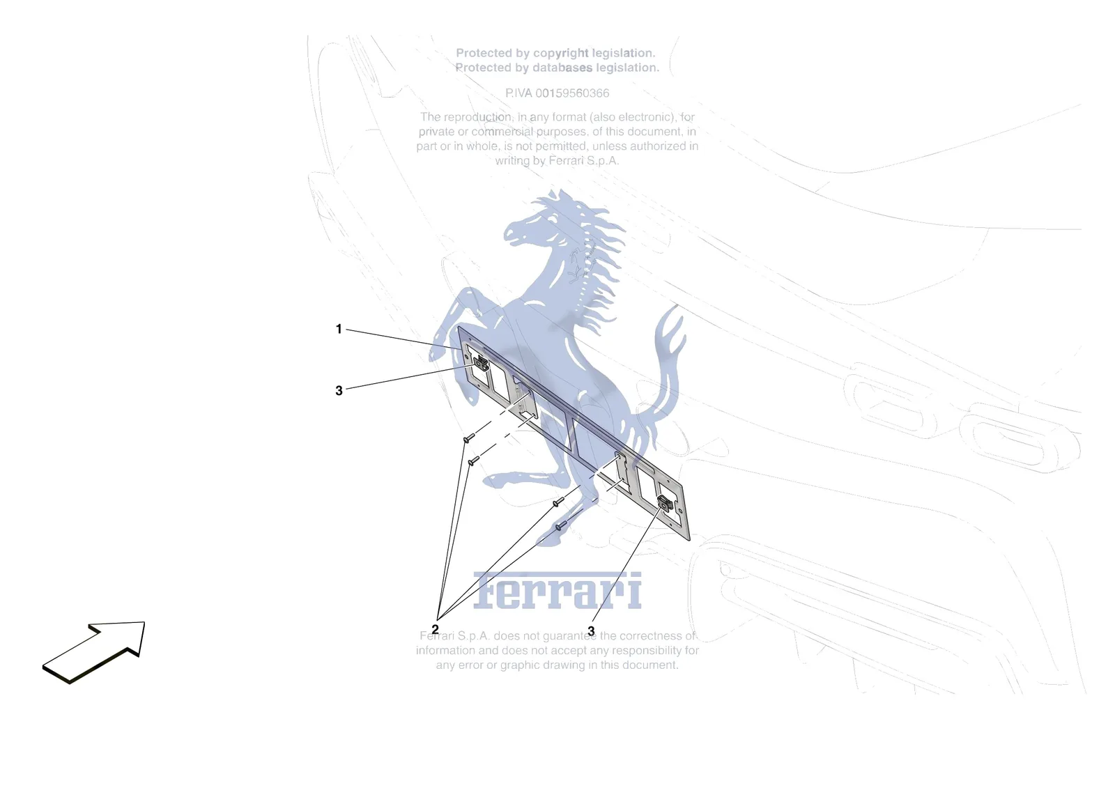 Ferrari SF90 Spider [VEHICLE TRIM] - E.43 - REAR LICENCE PLATE INSTALLATION exploded diagram