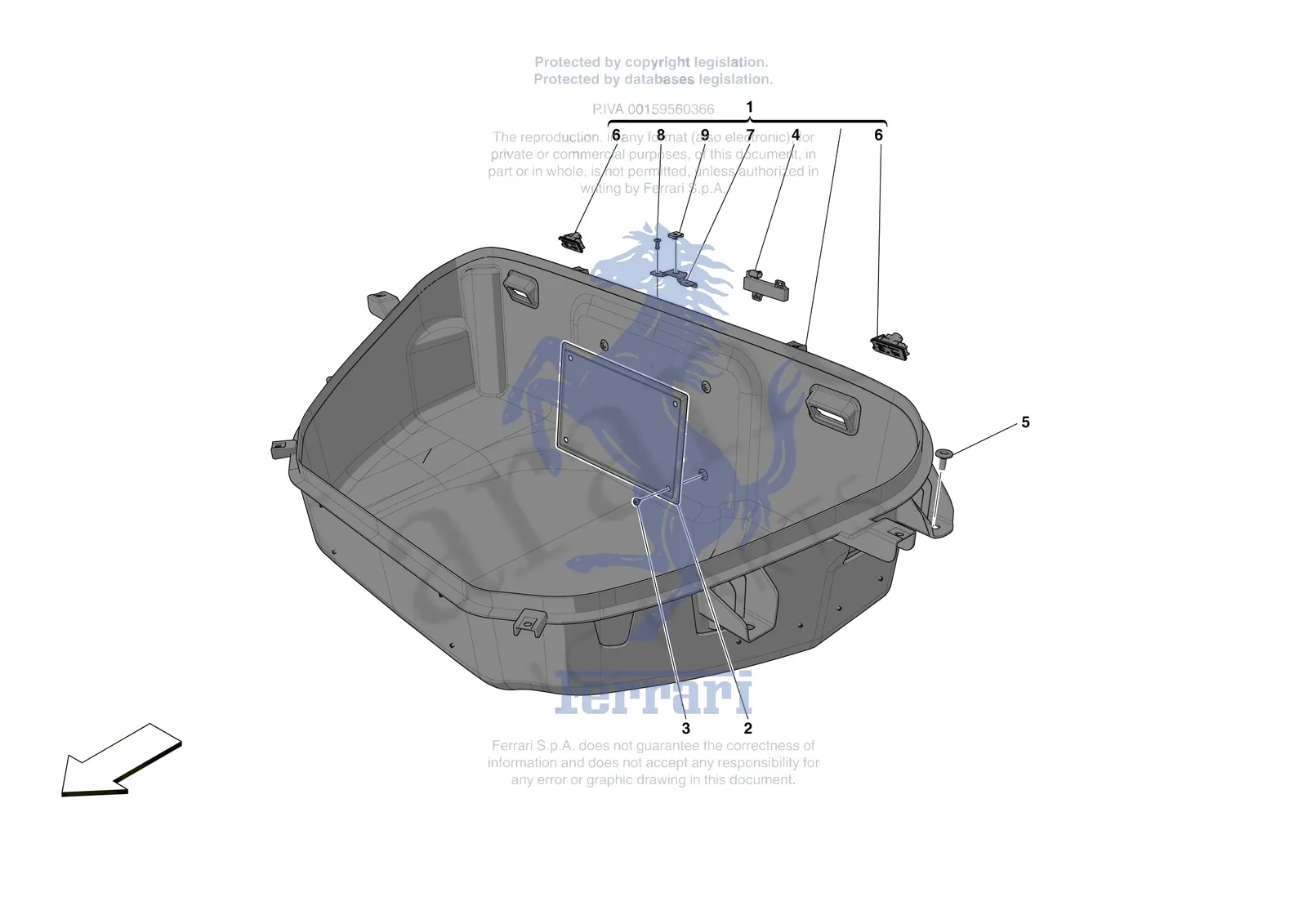Ferrari SF90 Spider [VEHICLE TRIM] - E.45 - LUGGAGE COMPARTMENT MATS exploded diagram