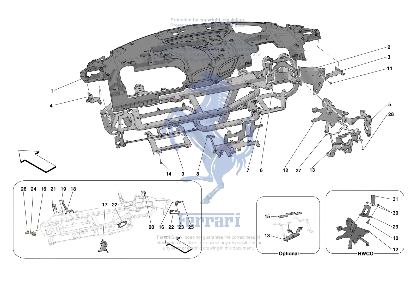 Ferrari SF90 Spider [VEHICLE TRIM] - E.47.02 - DASHBOARD - SUBSTRUCTURE -Applicable for RHD- exploded diagram