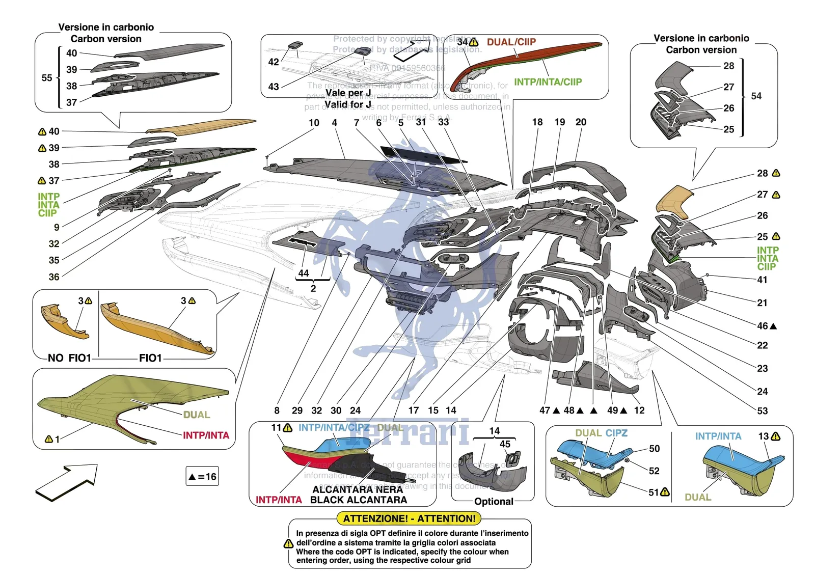 Ferrari SF90 Spider [VEHICLE TRIM] - E.47.04 - DASHBOARD - TRIM -Applicable for RHD- exploded diagram