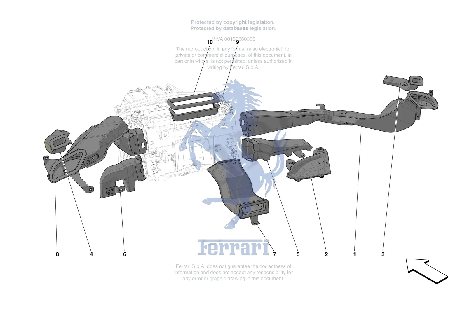 Ferrari SF90 Spider [VEHICLE TRIM] - E.47.06 - DASHBOARD - DUCTS -Applicable for RHD- exploded diagram