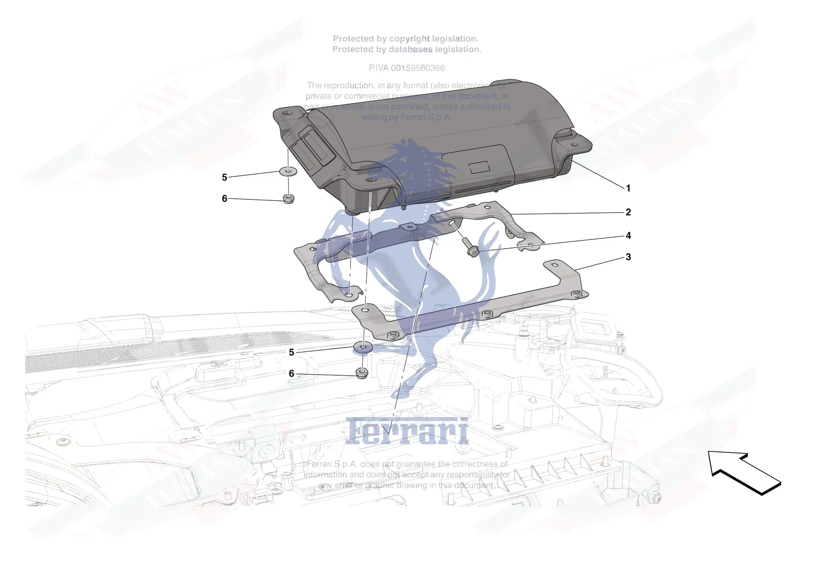 Ferrari SF90 Spider [VEHICLE TRIM] - E.47.08 - DASHBOARD - PASSENGER AIRBAG exploded diagram