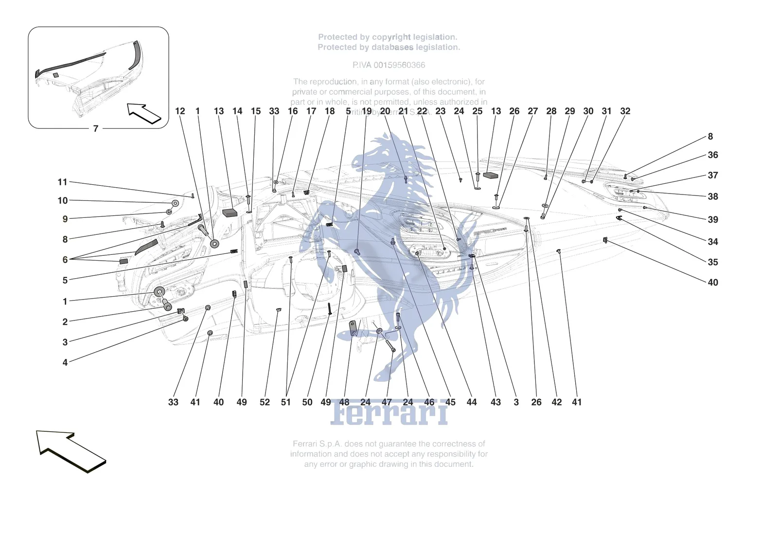 Ferrari SF90 Spider [VEHICLE TRIM] - E.47.09 - DASHBOARD - FASTENERS exploded diagram