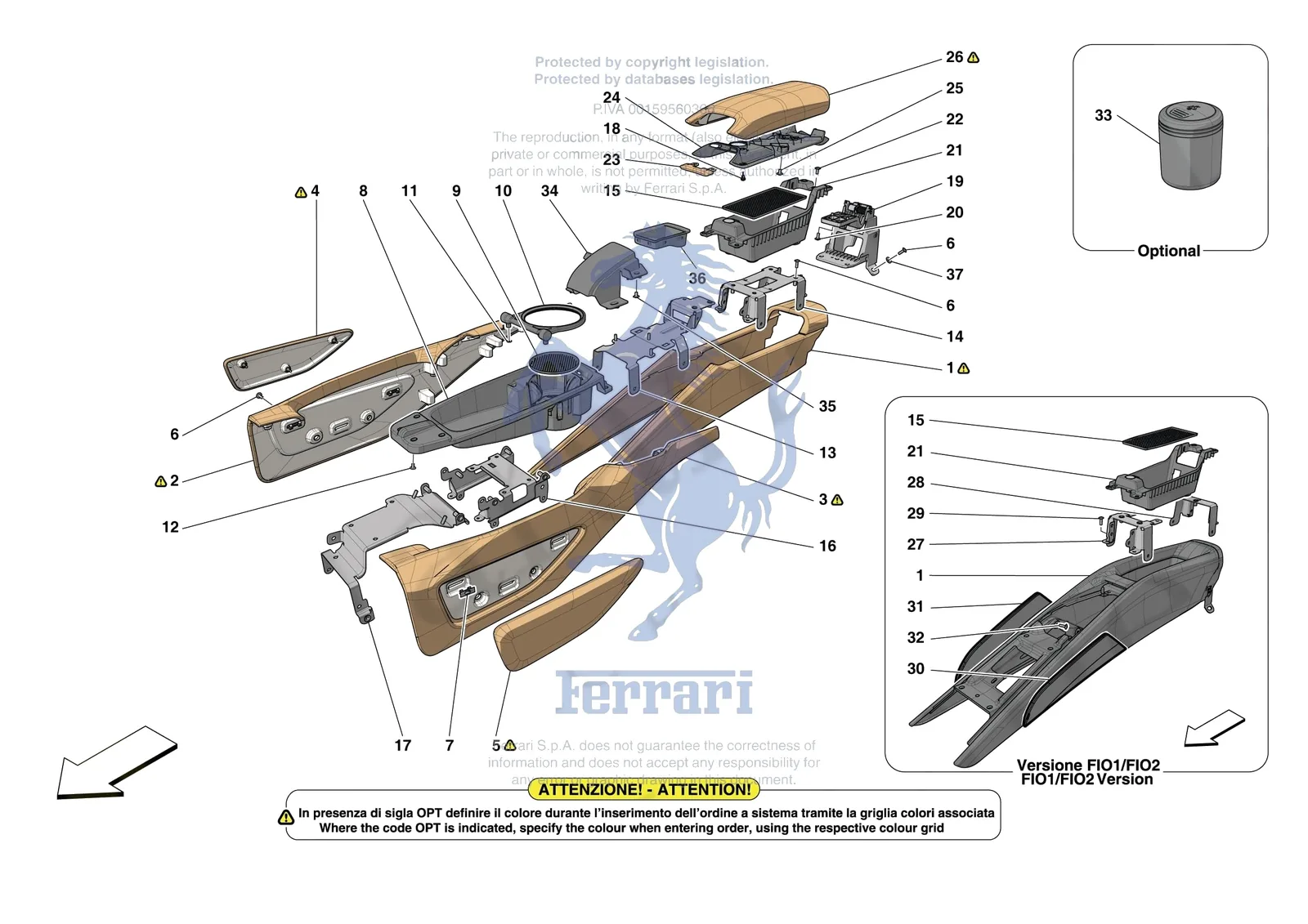 Ferrari SF90 Spider [VEHICLE TRIM] - E.48 - CENTRE TUNNEL AND CONSOLE exploded diagram