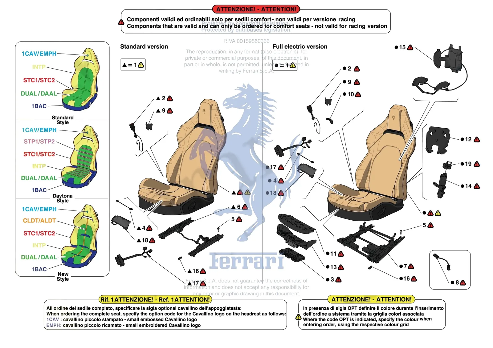 Ferrari SF90 Spider [VEHICLE TRIM] - E.51.01 - FRONT SEATS - SEATS AND GUIDES exploded diagram
