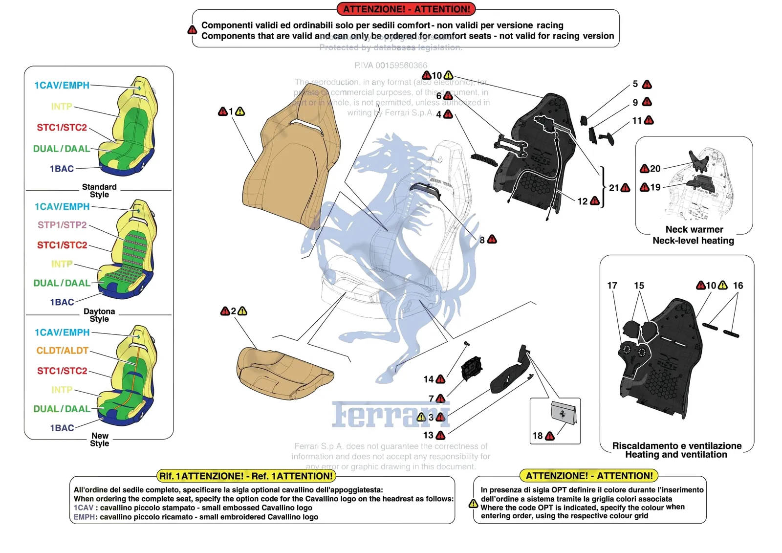 Ferrari SF90 Spider [VEHICLE TRIM] - E.51.02 - FRONT SEATS - SEAT TRIMS exploded diagram