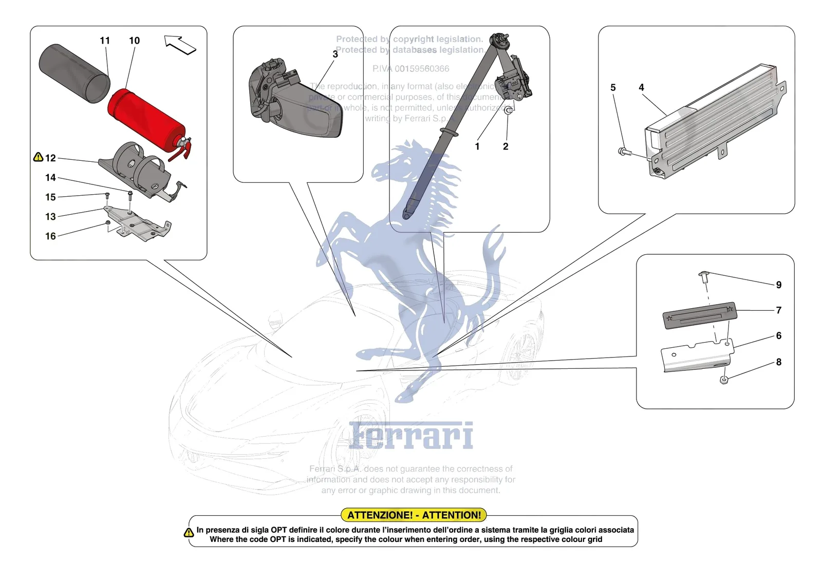 Ferrari SF90 Spider [VEHICLE TRIM] - E.53 - OTHER INTERIOR TRIM ACCESSORIES exploded diagram