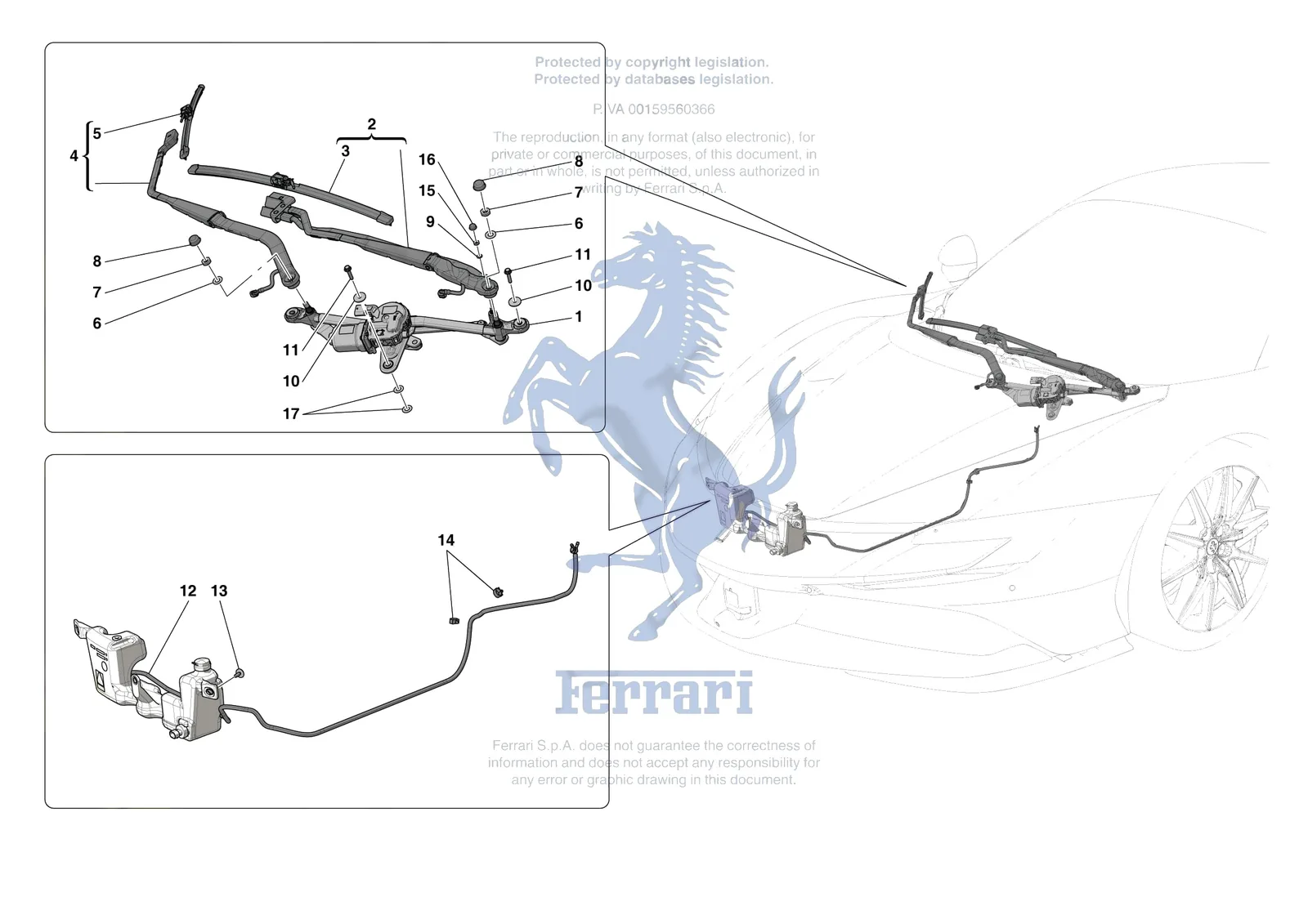 Ferrari SF90 Spider [VEHICLE TRIM] - E.55 - WIPERS AND HEADLAMP WASHERS exploded diagram