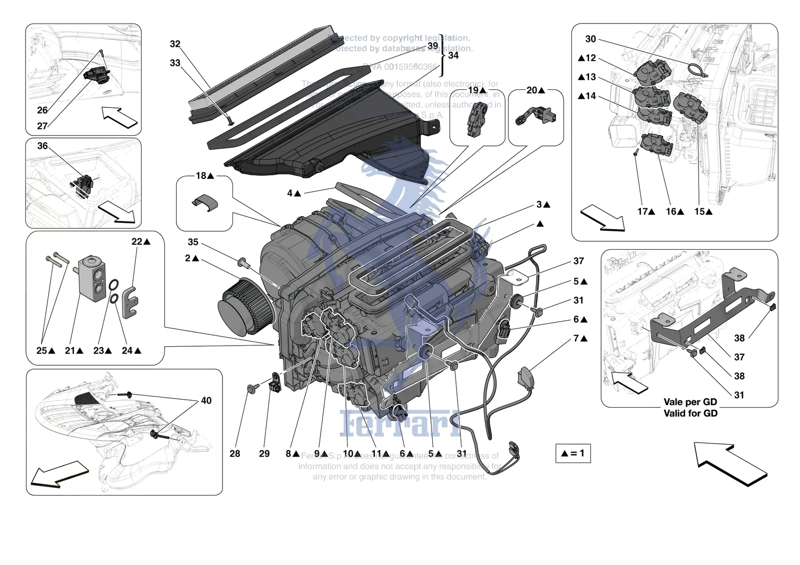 Ferrari SF90 Spider [VEHICLE TRIM] - E.57.01 - AC SYSTEM - EVAPORATOR exploded diagram