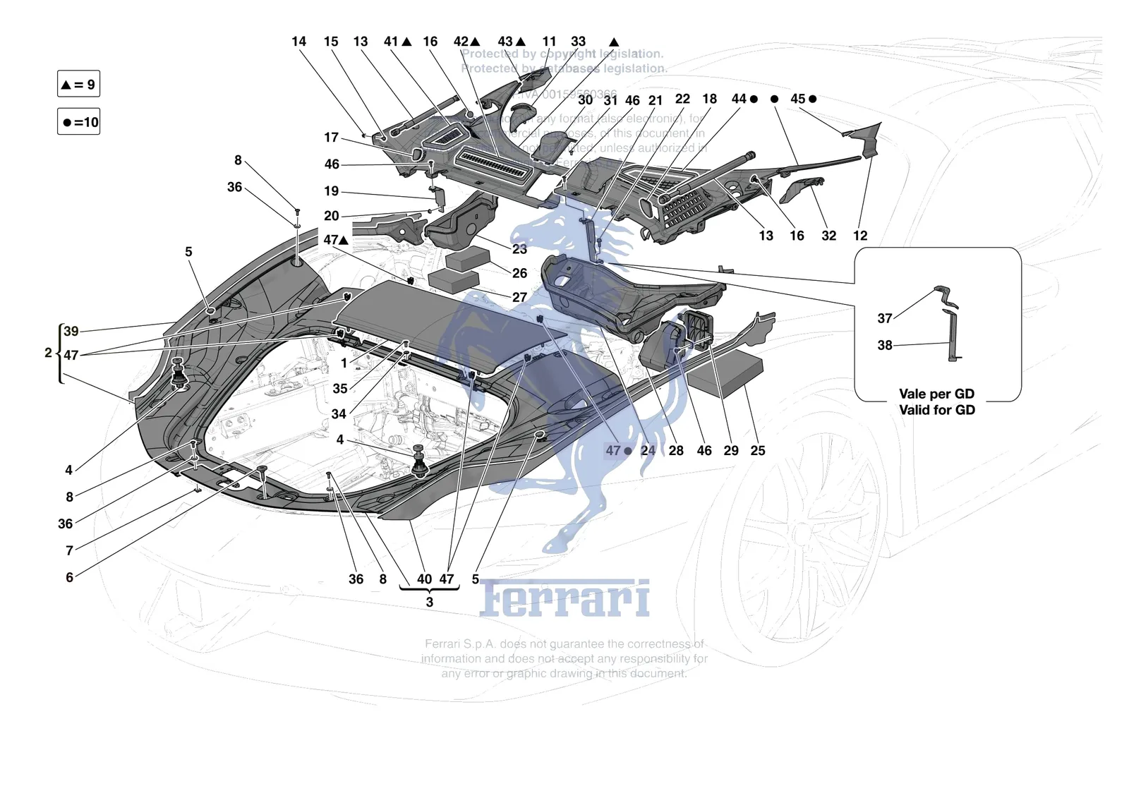 Ferrari SF90 Spider [VEHICLE TRIM] - E.60 - FRONT SUBSTRUCTURE TRIM exploded diagram