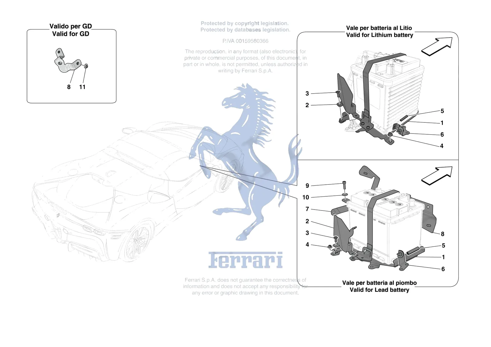 Ferrari SF90 Spider [VEHICLE TRIM] - E.61 - BATTERY INSTALLATION exploded diagram