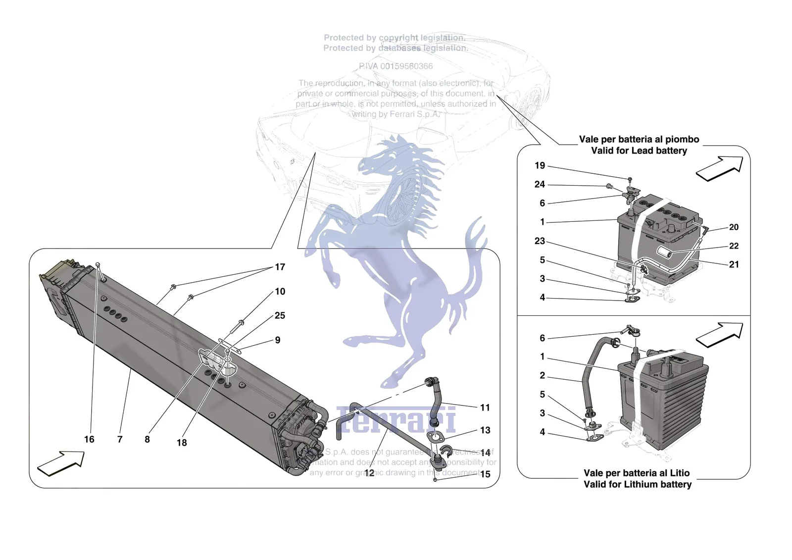 Ferrari SF90 Spider [ELECTRICAL SYSTEM] - F.01 - BATTERIES exploded diagram