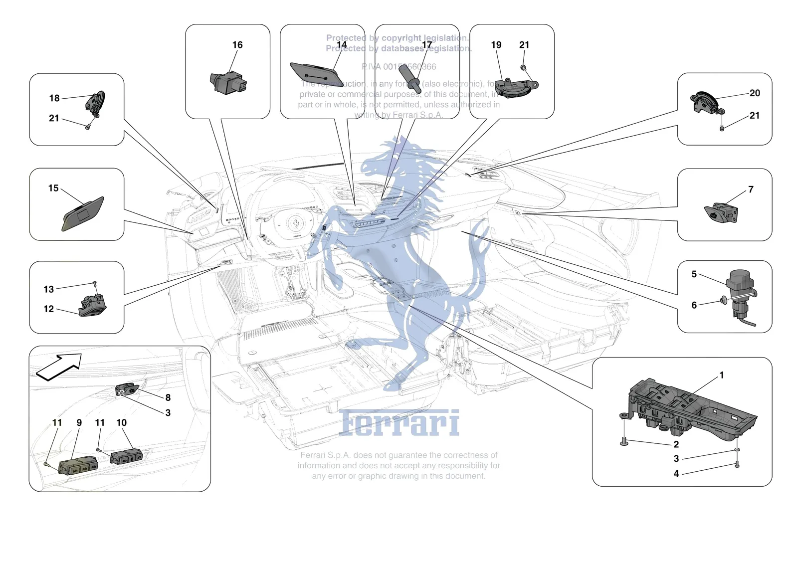 Ferrari SF90 Spider [ELECTRICAL SYSTEM] - F.04 - OTHER ELECTRICAL CONTROLS exploded diagram