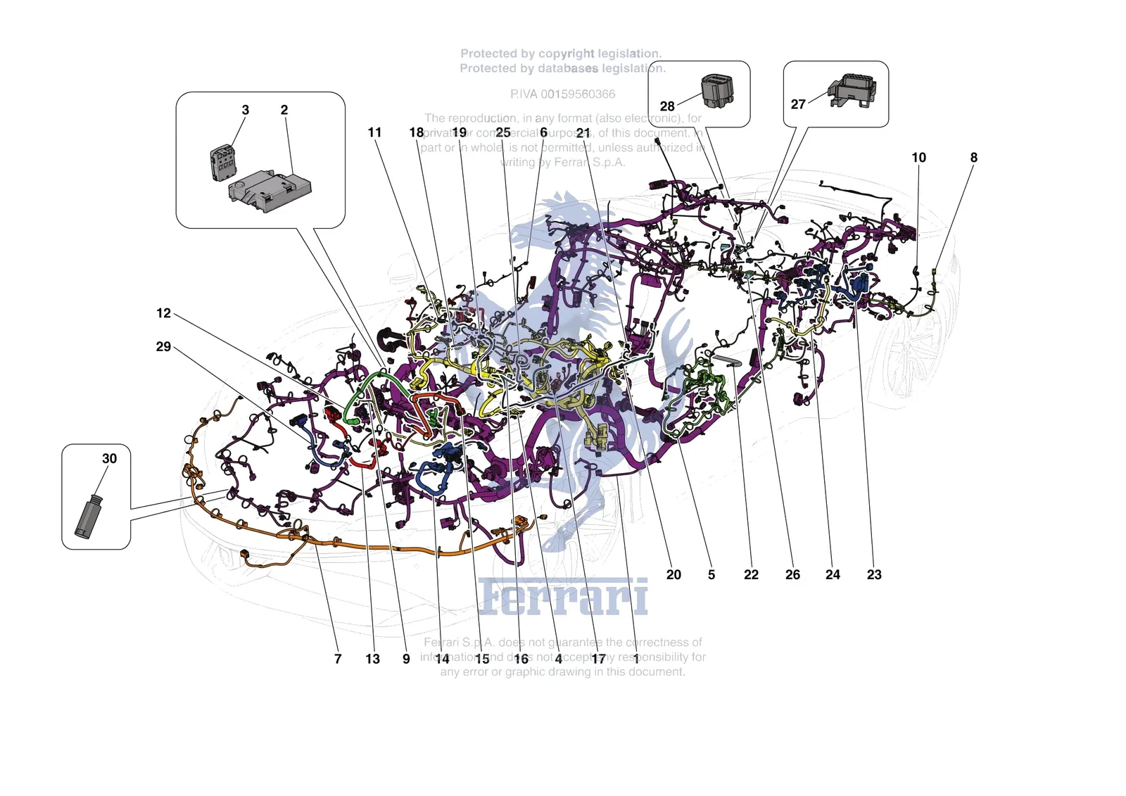 Ferrari SF90 Spider [ELECTRICAL SYSTEM] - F.07 - LOW VOLTAGE WIRING HARNESSES exploded diagram