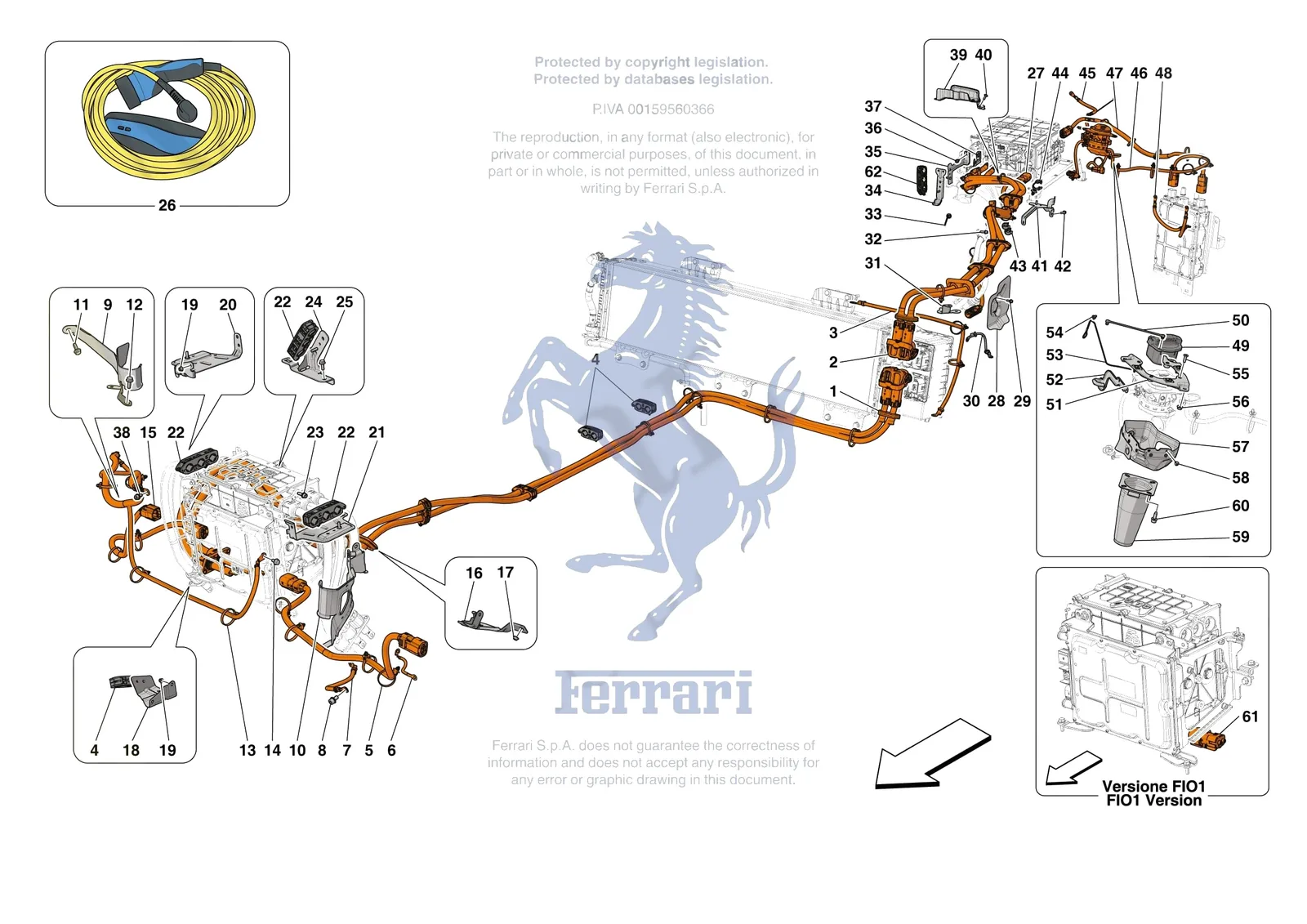 Ferrari SF90 Spider [ELECTRICAL SYSTEM] - F.14 - HIGH VOLTAGE WIRING HARNESSES exploded diagram