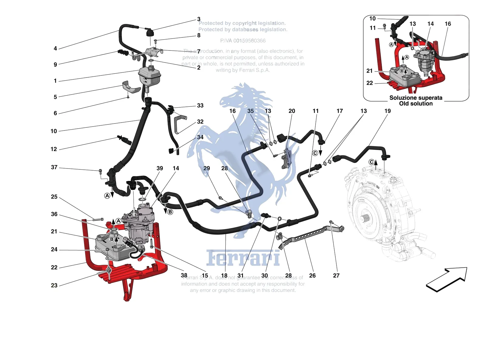 Ferrari SF90 Spider [ELECTRICAL SYSTEM] - F.20 - ELECTRIC MACHINE COOLING exploded diagram